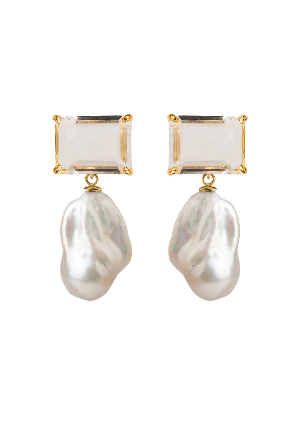 Stone Pearl Drop Earrings