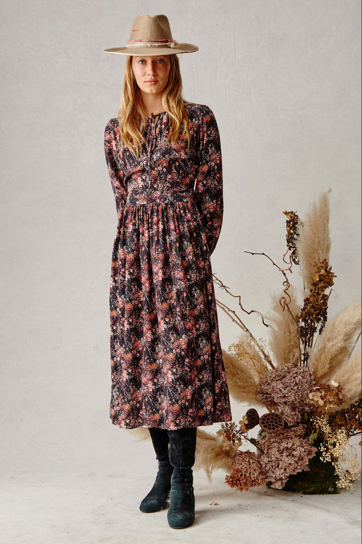 Luna Dress- Rose Bursting Blooms