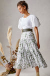 Tiered Midi Skirt - Enchanted Hydrangea