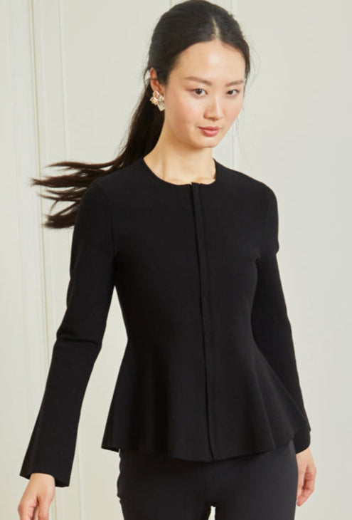 Flare Knit Blazer - Black