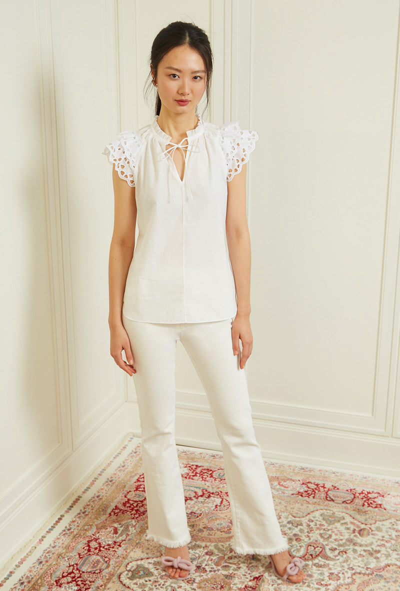 Butterfly Blouse - White Eyelet