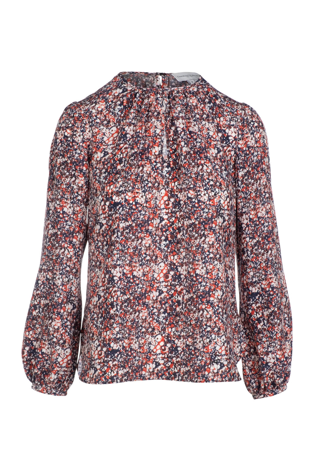Keyhole Blouse - Red Marble