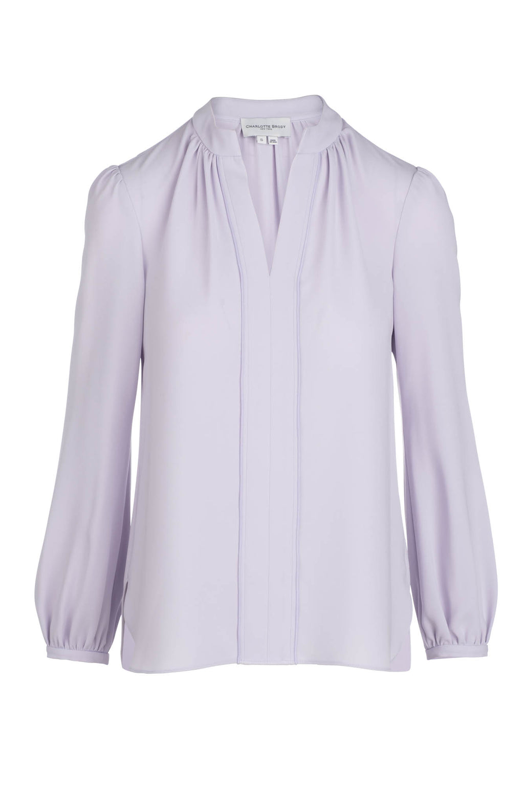 Long Sleeve Gathered Blouse - Lilac