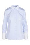 Lace Button Down - Blue and White Stripe