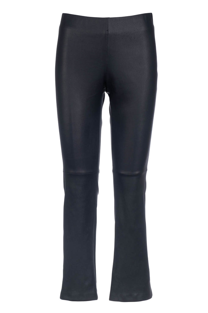 Leather Kick Flare Pant - Navy