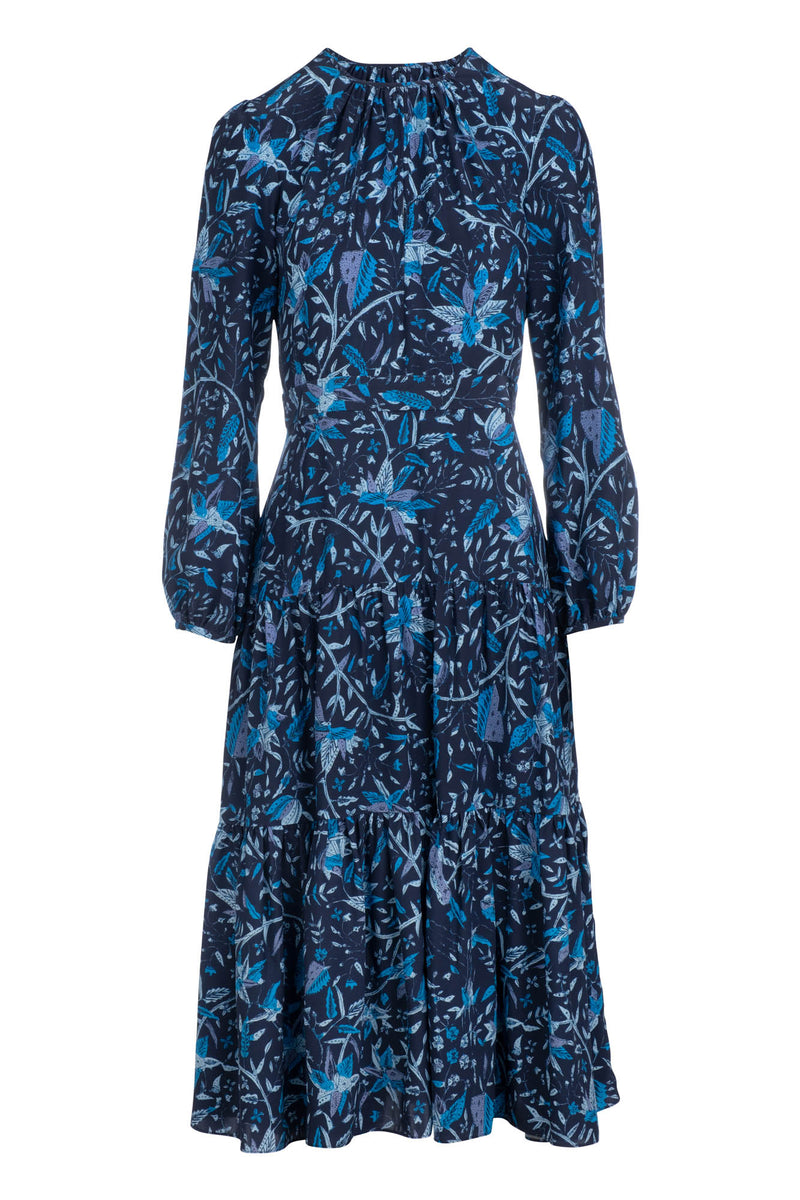 Keyhole Midi Dress - Aqua Lily Batik