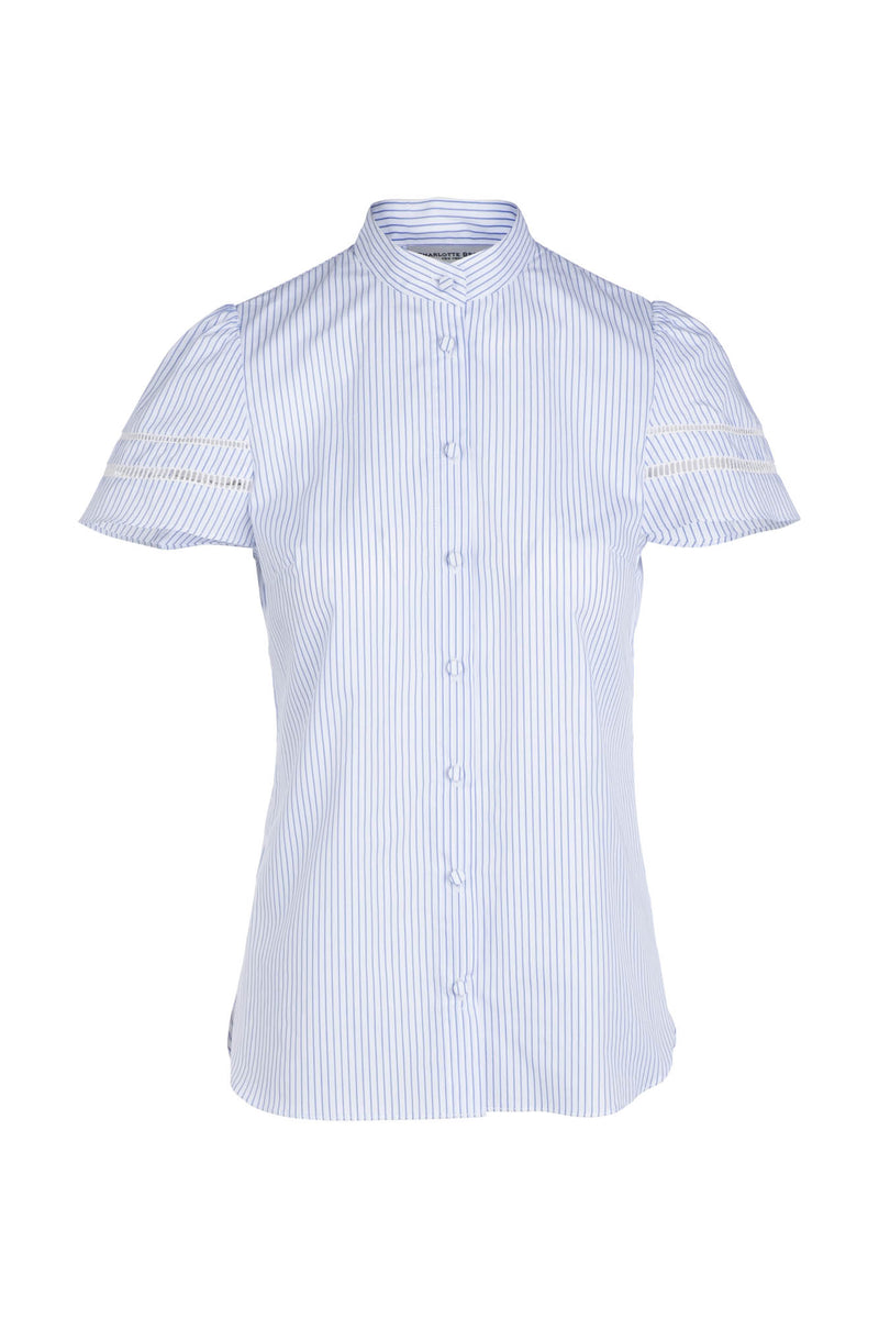 Trellis Blouse - Blue and White Stripe