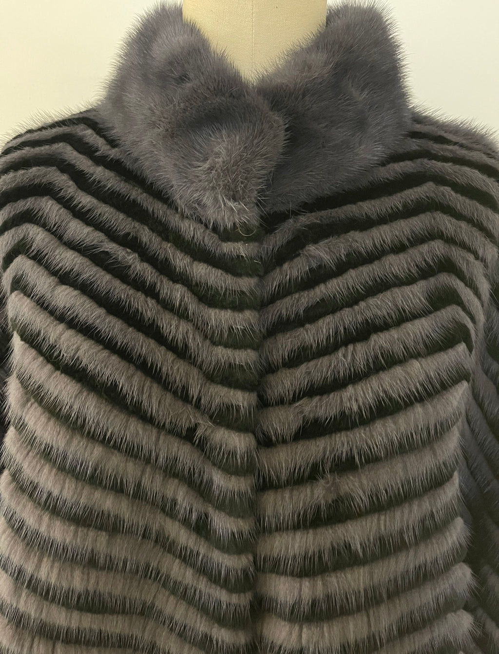 Feathered Mink and Rex Poncho - Navy