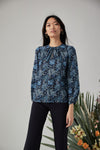 Keyhole Blouse - Navy Desert Oasis