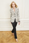 Shawl Collar Blazer - Black and White Boucle