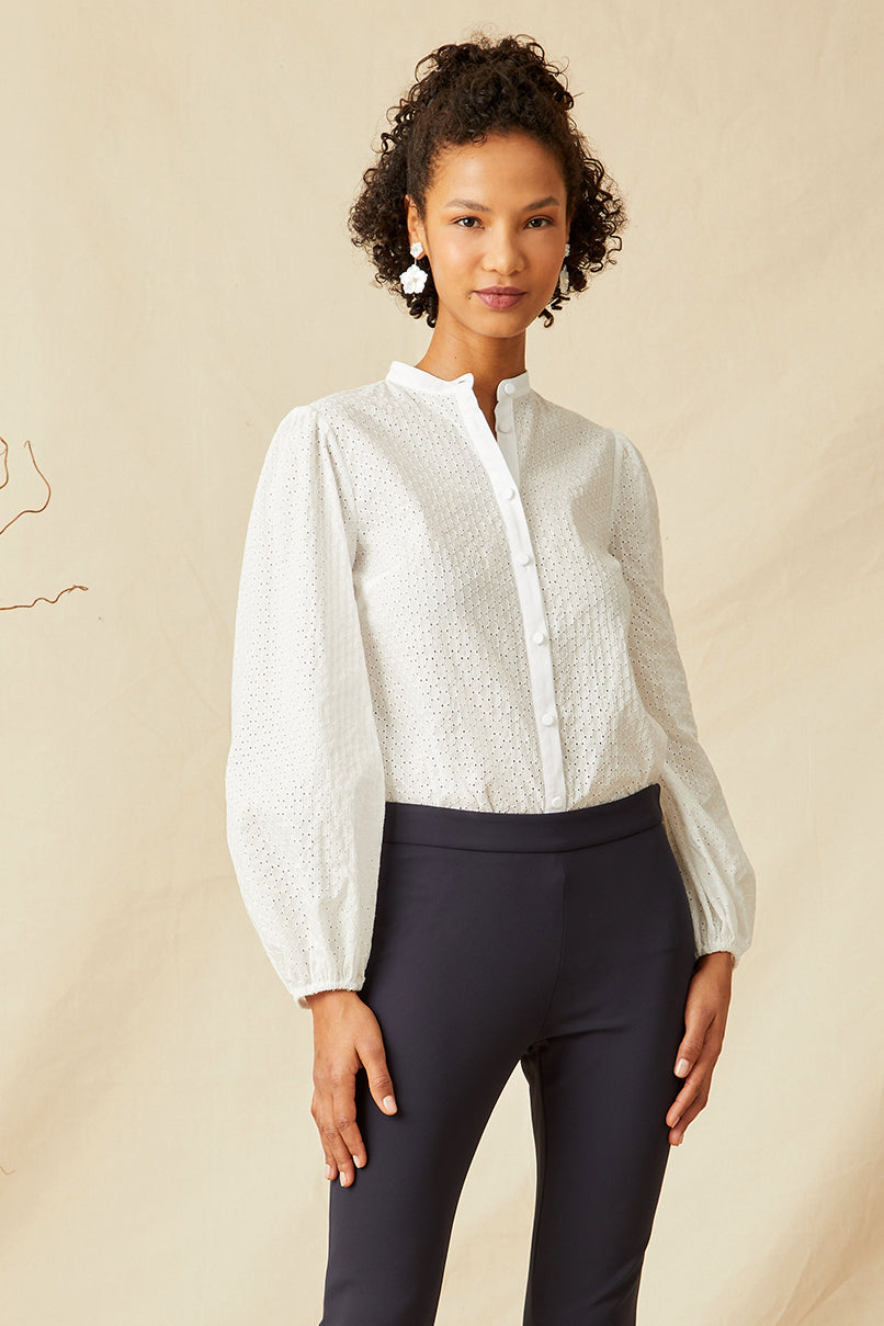 Paloma Blouse - White Eyelet