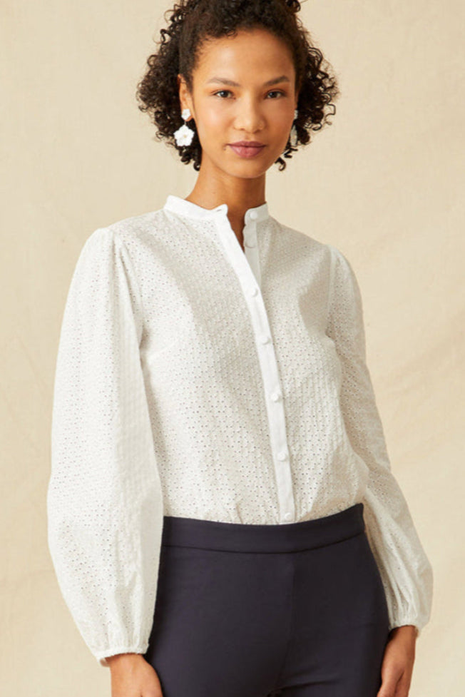 Paloma Blouse - White Eyelet