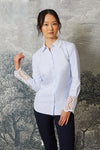 Lace Button Down - Blue and White Stripe