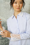 Lace Button Down - Blue and White Stripe