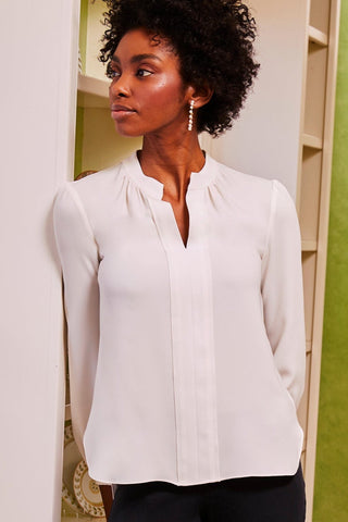 トップス liten Grosgrain candy Blouse ivory Long Sleeve Gathered Blouse - Ivory – Charlotte Brody