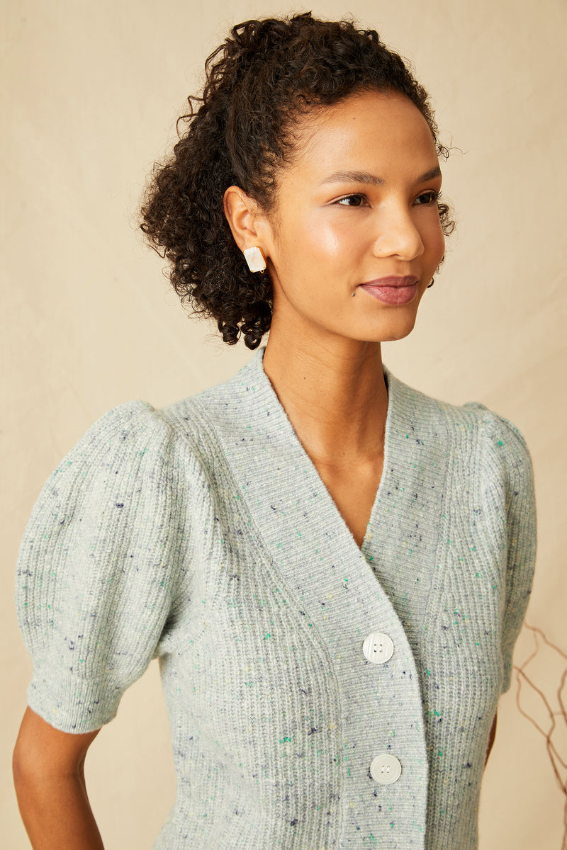 Cleo Cardigan - Flecked Lime Donegal