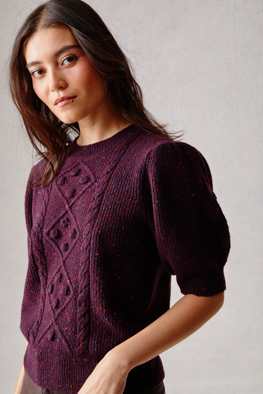 Cable Cleo Sweater - Uva