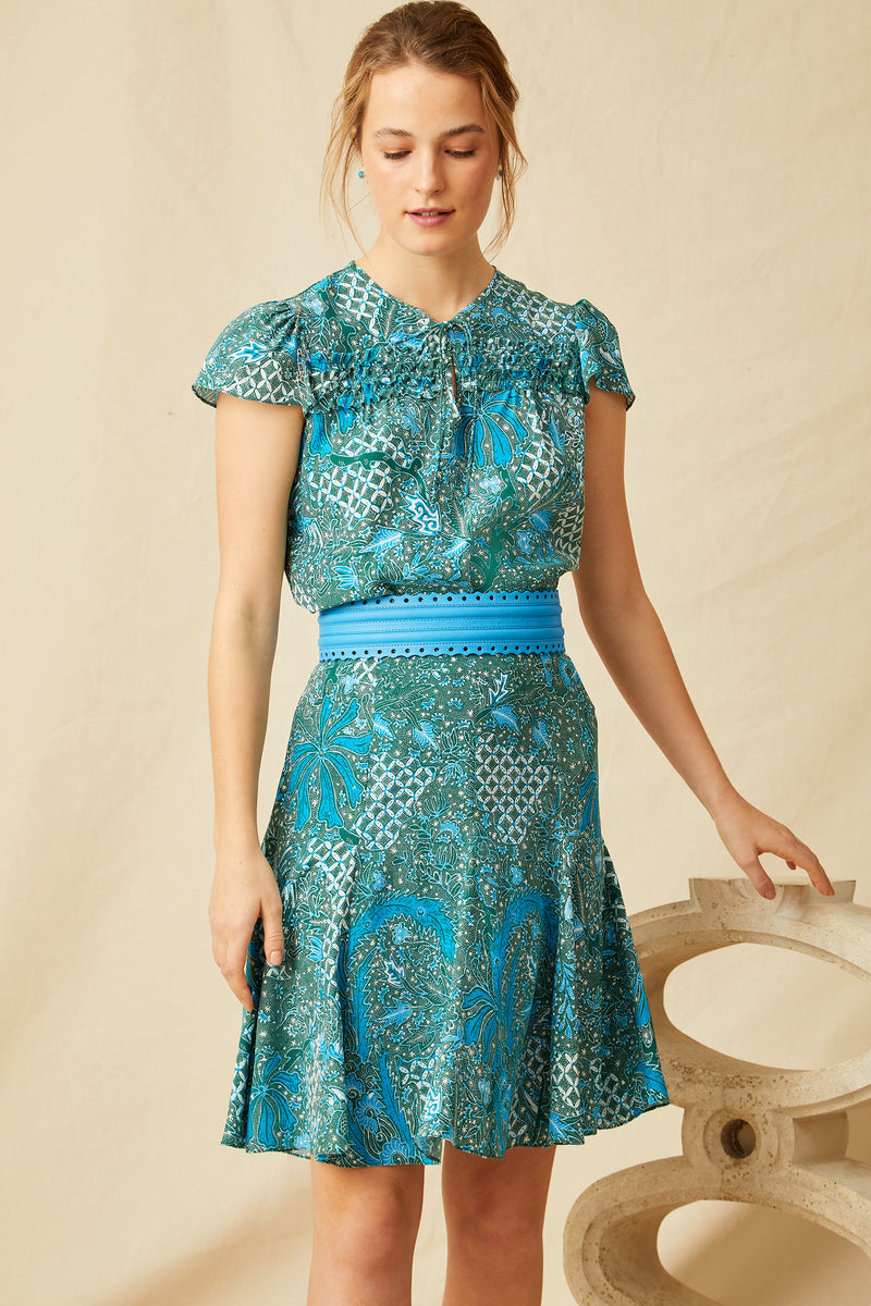 Pansy Skirt - Aqua Trellis