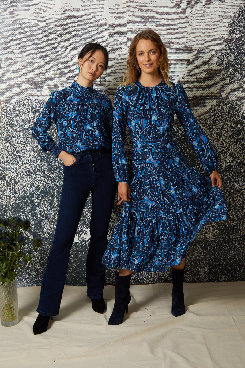 Keyhole Midi Dress - Aqua Lily Batik