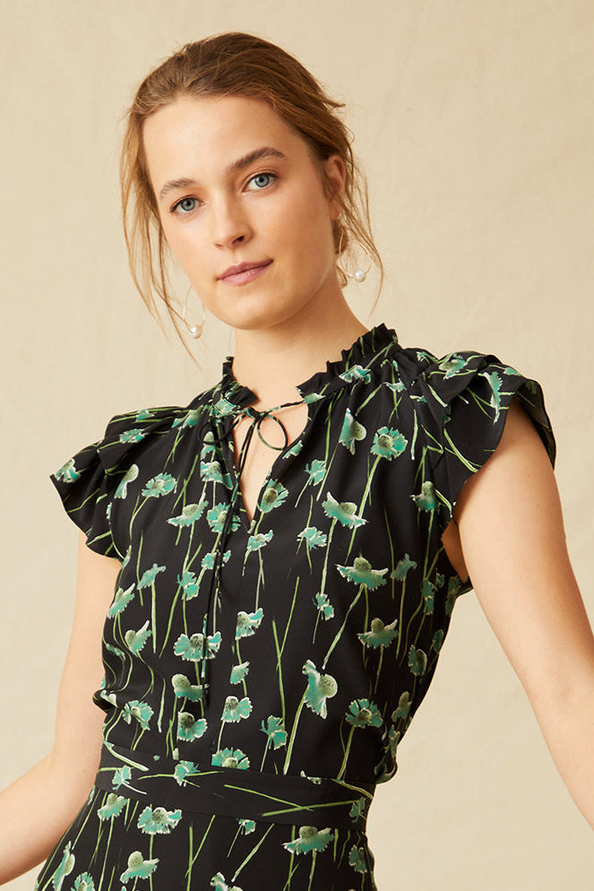Butterfly Blouse - Lime Spanish Poppy