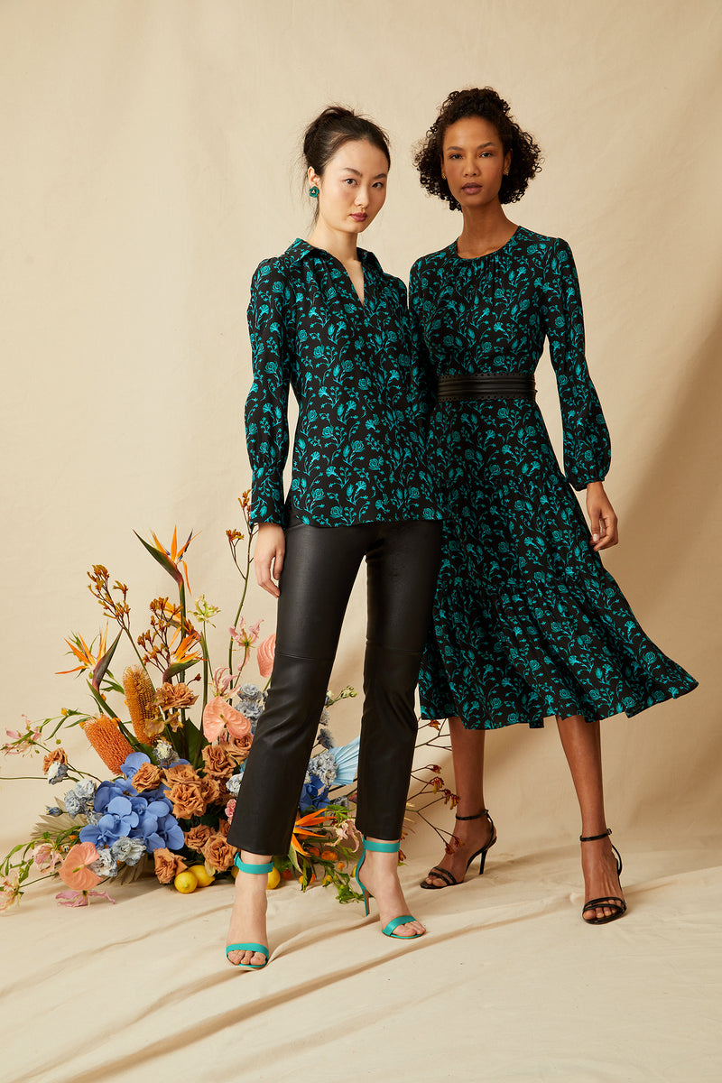 Keyhole Midi Dress - Green Pomegranate