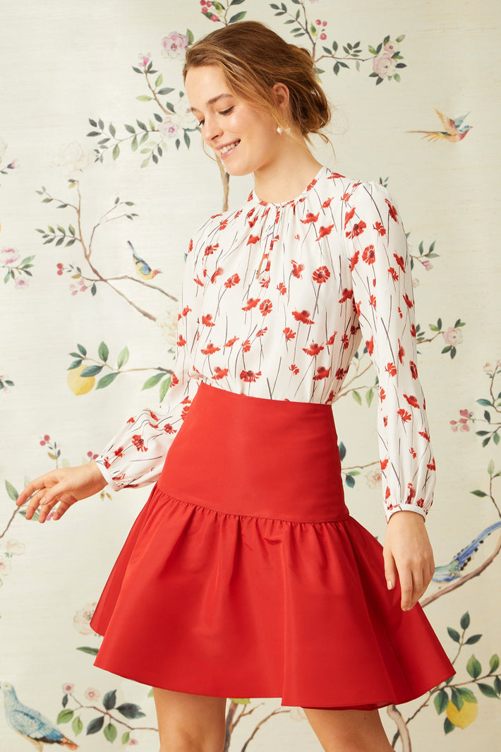 Keyhole Blouse - Red Spanish Poppy