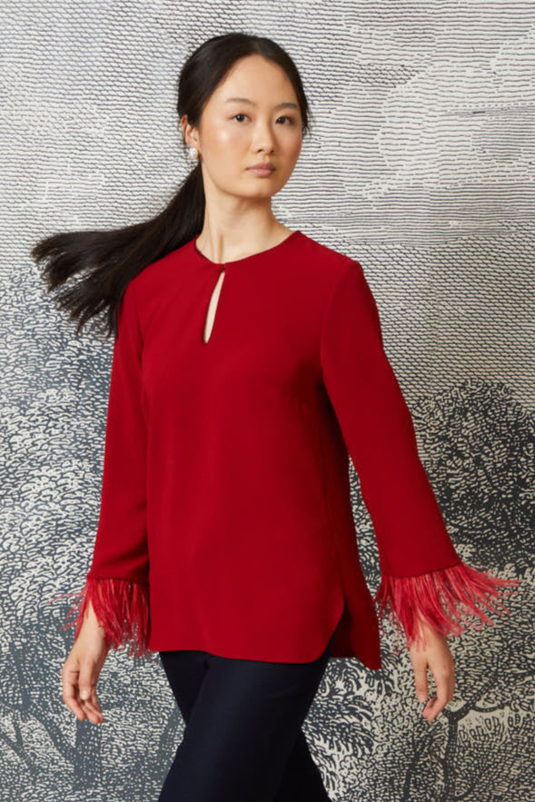 Flamingo Blouse - Red Double Georgette