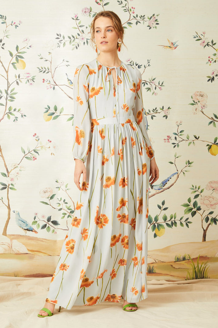 Stella Dress - Tangerine Spanish Poppy