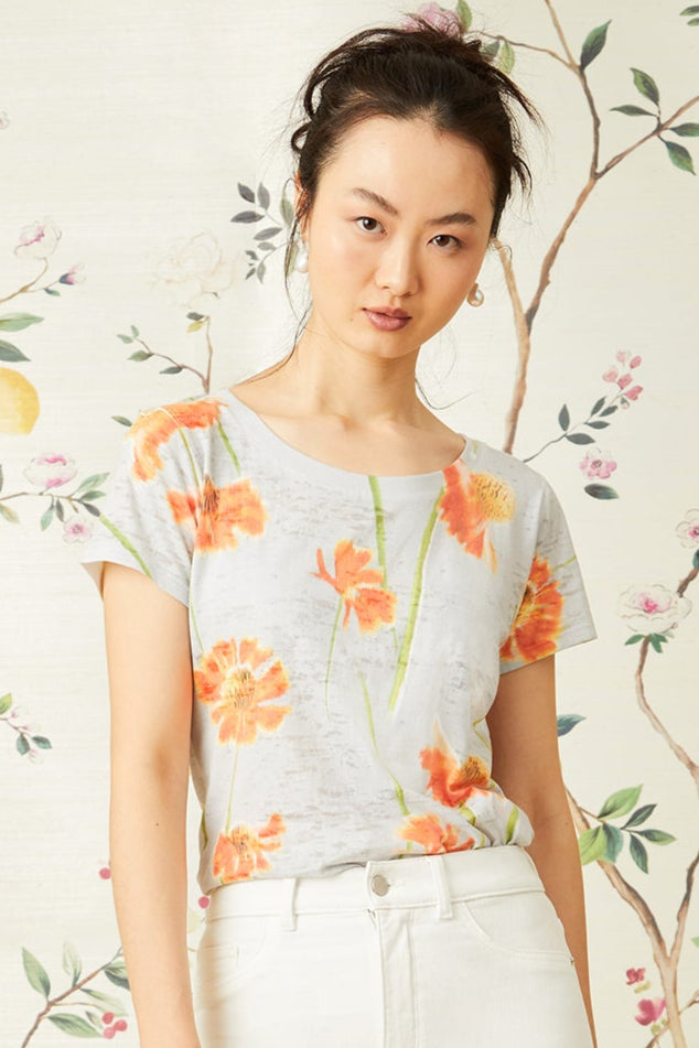 Burnout Tee - Tangerine Spanish Poppy