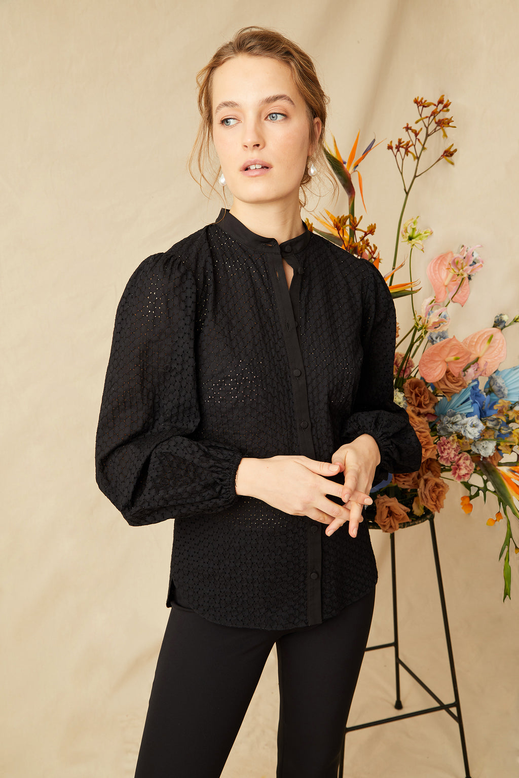 Paloma Blouse - Black Eyelet