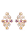 Pink Millefleur Earring with Amethyst and Lemon and Blue Quartz
