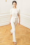 Ruched Sleeve Sweater - Ivory