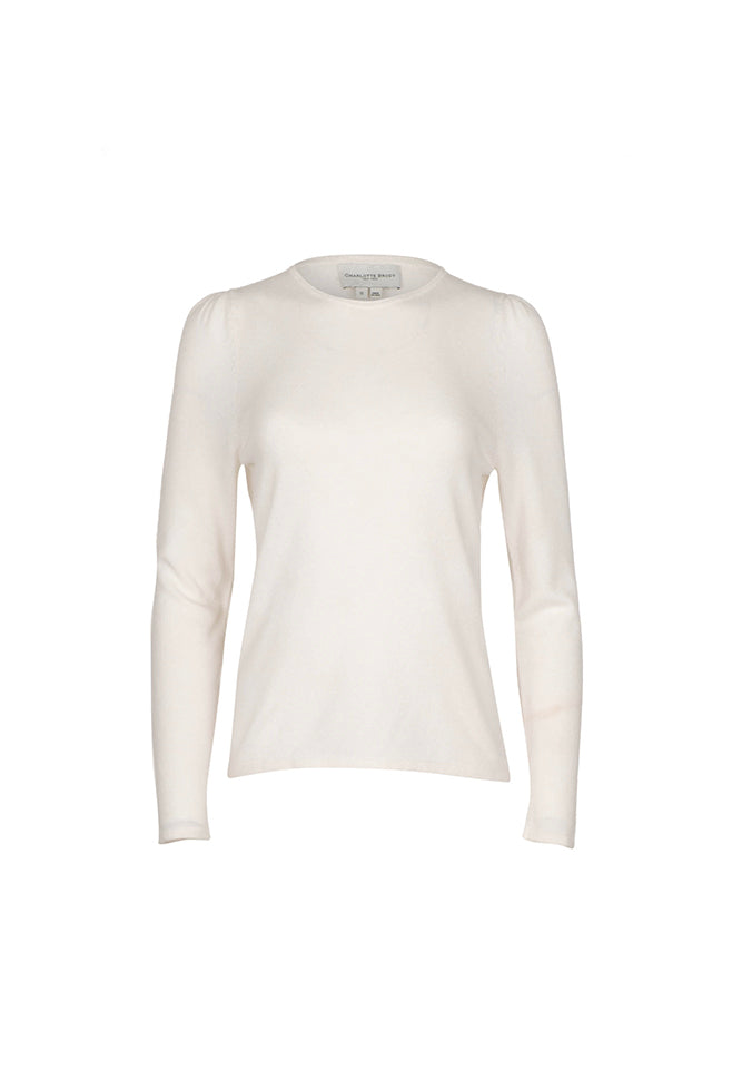 Gathered Sleeve Crewneck - Ivory
