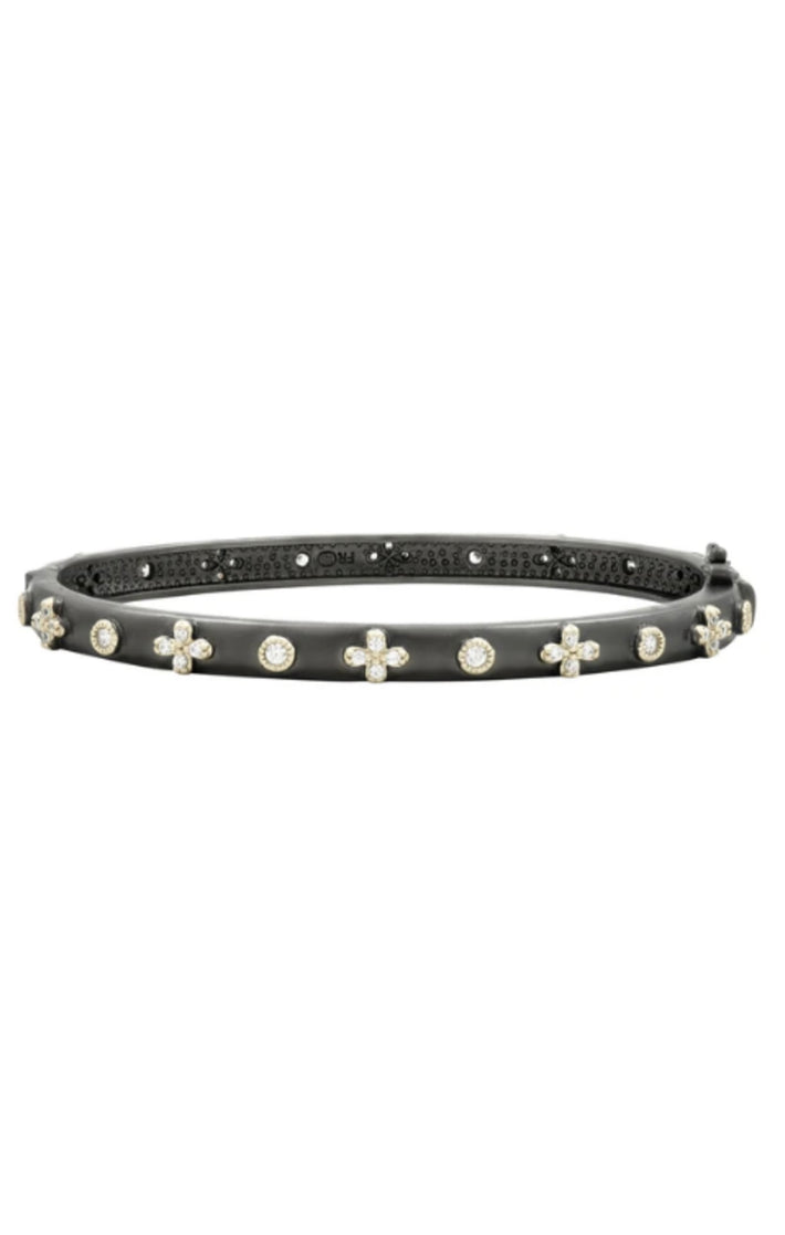 Clover Hinge Bracelet - Silver and Black