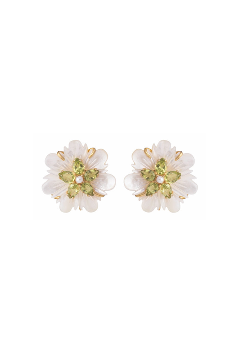 Peridot Flower Earring