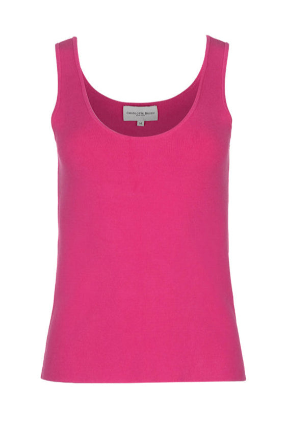 High Low Knit Tank - Hot Pink