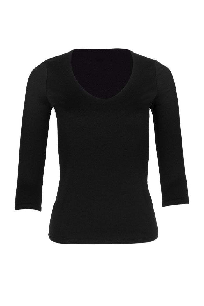 V-Neck 3/4 Tee - Black